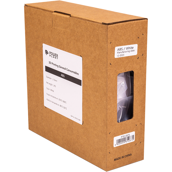 ABS-пластик PowerPlant Filament для 3D-принтера 1.75 мм 1 кг, білий (PT812875)