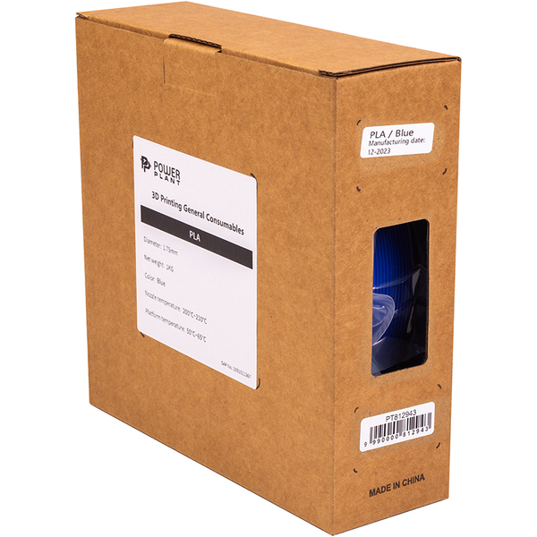 PLA-пластик PowerPlant Filament для 3D-принтера 1.75 мм 1 кг, синий (PT812943)