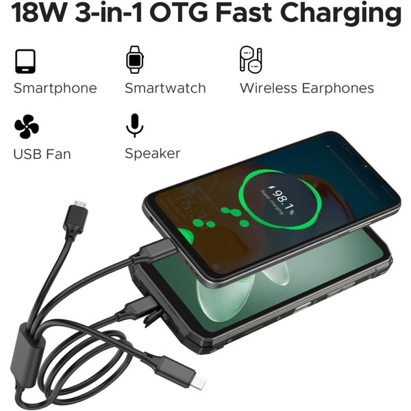 Смартфон Doogee Fire 6 Power 6.56 HD+ /8GB/256GB/ T606 /15500mAh/ 50+8Мп /NFC/IP68/IP69K Black