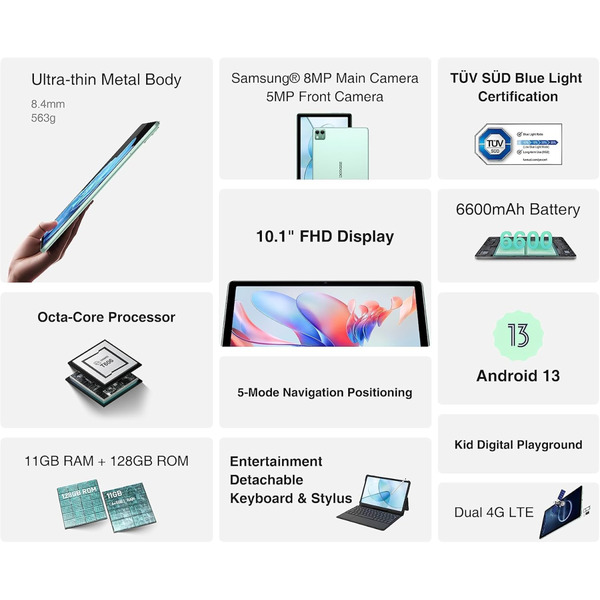 Планшет Doogee T10S 10.1 FHD /6GB/128GB/ T606 6600mAh/ 8+5Мп / LTE / Metal Blue