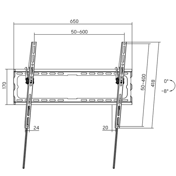 Кронштейн для ТВ AGN AGN80-460T з нахилом/37"-80"/45 кг/max.VESA 600x400/Black