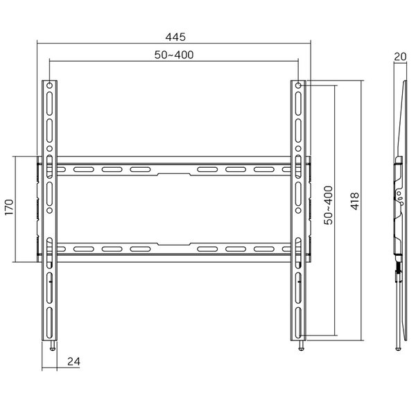 Кронштейн для ТВ AGN AGN70-440F фіксований/32"-70"/45 кг/max.VESA 400x400/Black