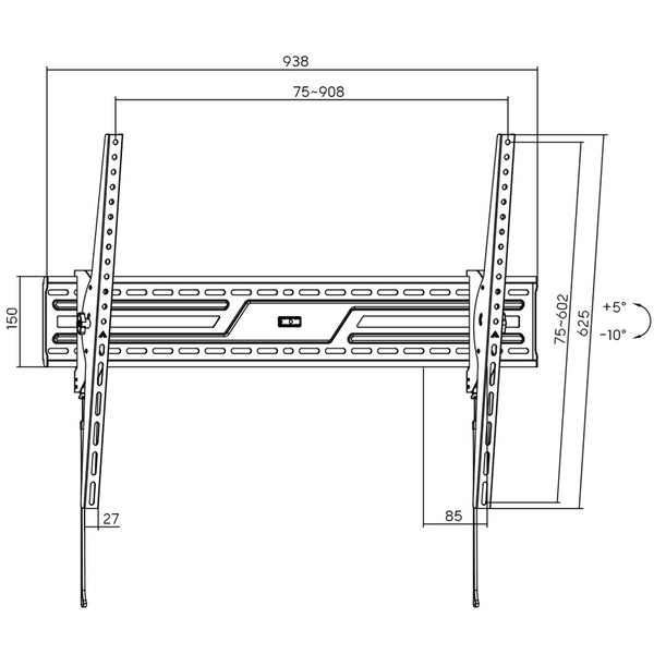 Кронштейн для ТВ AGN AGN100-690T з нахилом/43"-100"/75 кг/max.VESA 900x600/Black