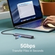 Док-станція USB3.0 Type-C --> HDMI/2xUSB 2.0/USB 3.0/ Type-C for charging,PD,100W Ugreen CM478 Сіра
