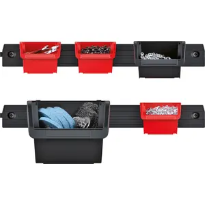 Панель подвесная с набором контейнеров для хранения Kistenberg KST16, 5 панелей 38.6*0.8*4.3см, 16 контейнеров, пластик