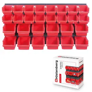 Панель подвесная с набором контейнеров для хранения Kistenberg KOR1, 2 панели 38.6*1.8*39см, 28 контейнеров, пластик