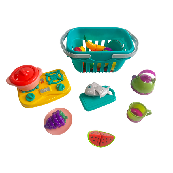 Ігровий набір Beiens Кошик з овочами та фруктами на липучках 25 предметів (B118)