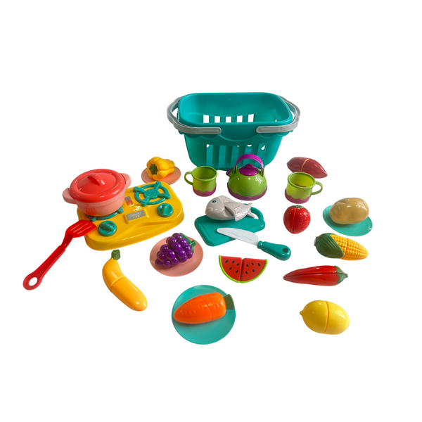 Ігровий набір Beiens Кошик з овочами та фруктами на липучках 25 предметів (B118)