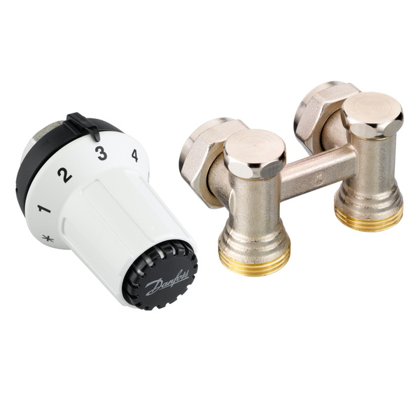Комплект радіаторних терморегуляторів Danfoss RAS-CK+RLV-KS 1/2", кутовий (013G5276)