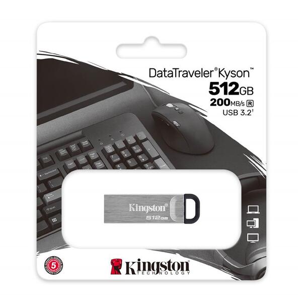 Флеш-накопитель USB3.2 512GB Kingston DataTraveler Kyson Silver/Black (DTKN/512GB)