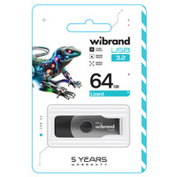Флешка Wibrand Lizard, USB 3.2 Gen 1, 64GB, Black