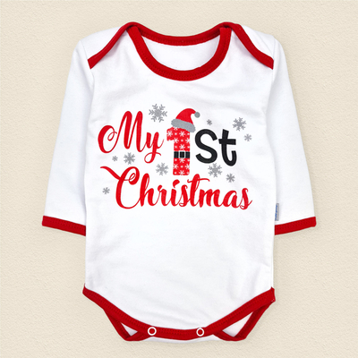 Бодік зі святковою тематикою My First Christmas білого кольору