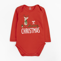 Боді дитяче святкове з начосом з довгим рукавом Merry Christmas