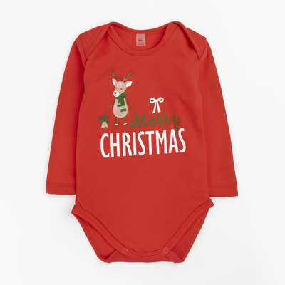 Боді дитяче святкове з начосом з довгим рукавом Merry Christmas