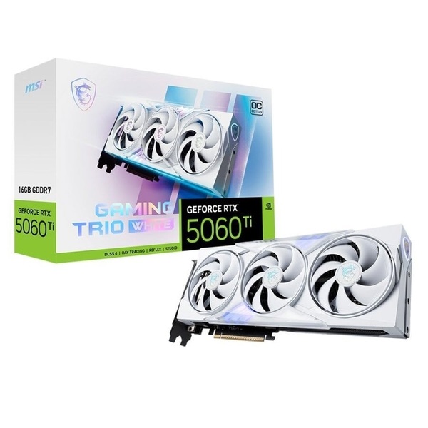 Видеокарта GF RTX 5060 Ti 16GB GDDR7 Gaming Trio OC White MSI (GeForce RTX 5060 Ti 16G GAMING TRIO OC WHITE)