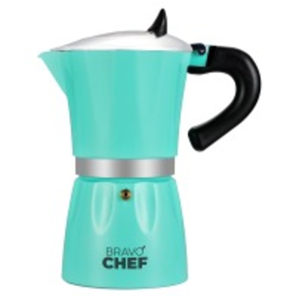 Гейзерная кофеварка Bravo Chef Бірюзова 3 чашки (BC-12100-3)