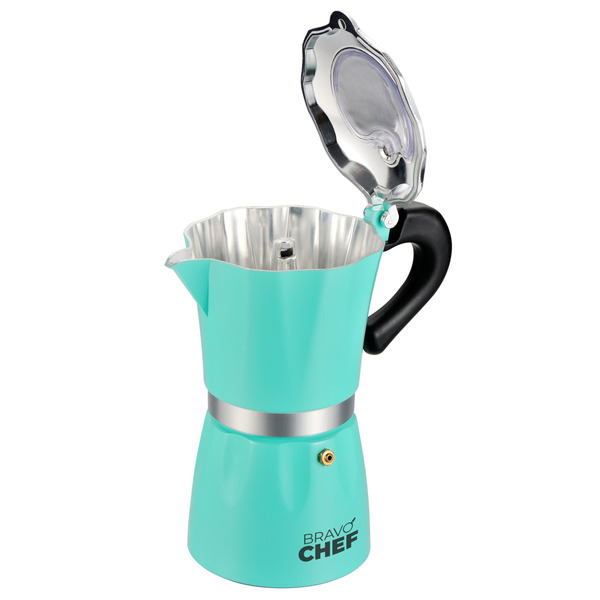 Гейзерная кофеварка Bravo Chef Бірюзова 3 чашки (BC-12100-3)