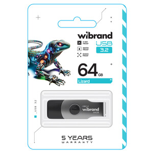 USB-Флешка Wibrand Lizard, USB 3.2 Gen 1, 64GB, Black