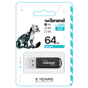 USB-Флешка Wibrand Marten, USB 3.2 Gen 1, 64GB, Black