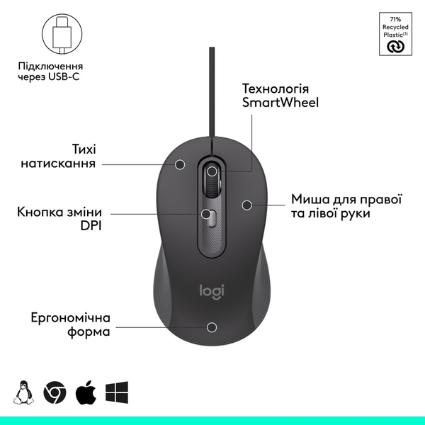 Миша Logitech Signature M520 Graphite (910-007511)