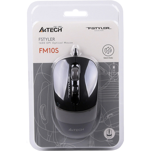 Миша A4Tech FM10S Grey/Black USB