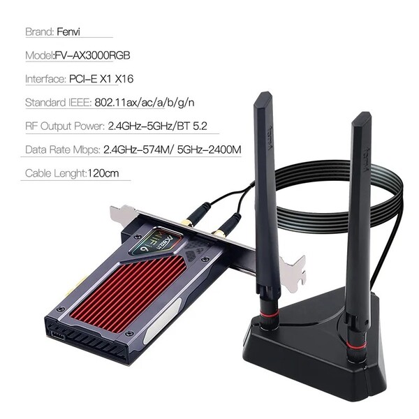 Бездротовий адаптер Fenvi FV-AXE3000RGB Gaming (Intel AX210)