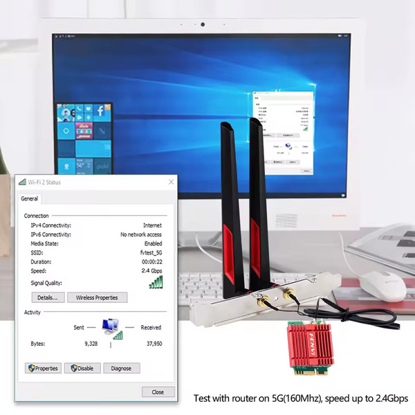Бездротовий адаптер Fenvi FV-BE200NG Wi-Fi 7, Bluetooth 5.4 Adapter, Tri-band 2.4G/5G/6GHz