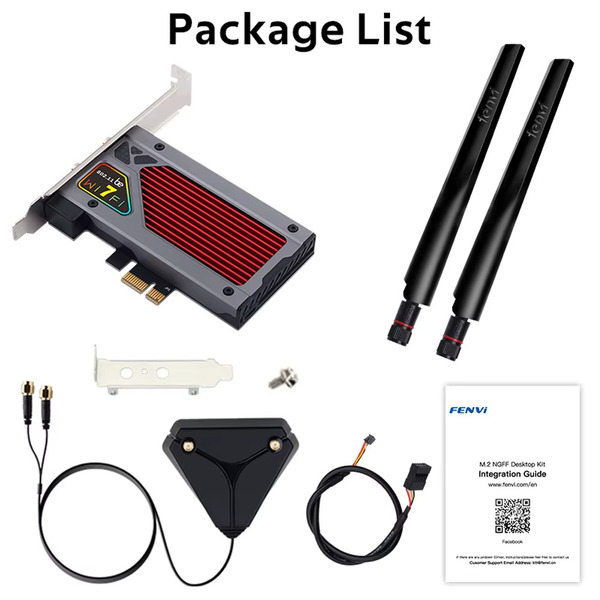 Беспроводной адаптер Fenvi FV-BE8800RGB Wi-Fi 7, Bluetooth 5.4 Gaming Tri Band 2.4G/5G/6GHz