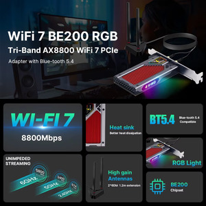 Бездротовий адаптер Fenvi FV-BE8800RGB Wi-Fi 7, Bluetooth 5.4 Gaming Tri Band 2.4G/5G/6GHz