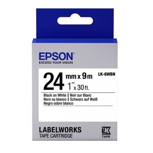 Стрічка Epson LC6WBN9 для принтерів етикеток LW-600P/LW-700 Black/White 24 мм 9 м (C53S6560060)