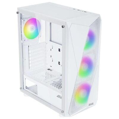 Корпус 2E GAMING Aruba G3313W, без БП 1xUSB3.0, 2xUSB2.0, 5x120мм ARGB, VGA 330мм, LCS ready, контроллер з пультом, TG Side Panel, ATX, белый