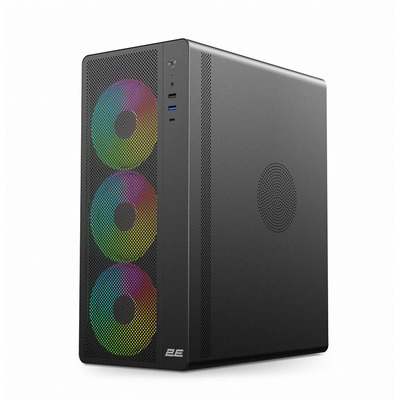 Корпус 2E GAMING Credo Plus V510B без БП, 1xUSB3.0, 1х USB 2.0, 1xUSB Type-C, 4x120мм ARGB, VGA 310мм, TG Side Panel, ATX, чёрный