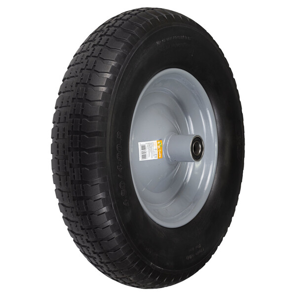 Колесо для тачки безкамерне поліуретанове 15" (4.00-8) 387×92мм вісь Ø16мм довжина 103мм FLORA (5058444)