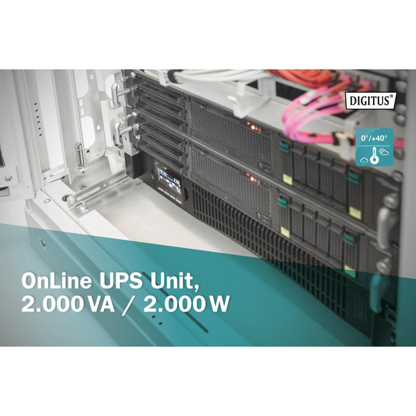 Digitus ИБП OnLine, 2000VA/2000W, LCD, 8xC13, RJ45, RS232, USB, Rack/Tower