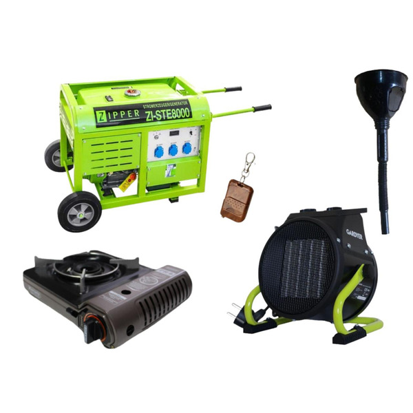 Бензиновый генератор Zipper ZI-STE8000 + газовая плитка Orcamp CK-505 + картридж газовый Pegas 400 мл (8 шт.)