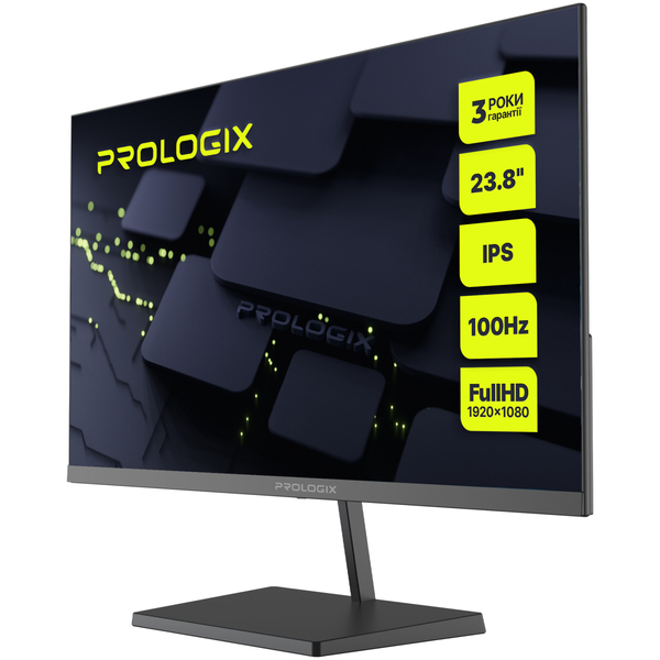 Монитор Prologix 23.8 PL2425HF IPS Black; 1920х1080 (100 Гц), 1 мс, 250 кд/м2, D-Sub, HDMI