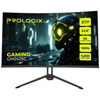 Монитор Prologix Gaming 23.6" GM2425C VA Black Curved; 1920х1080 (180 Гц), 1 мс, 250 кд/м2, DisplayPort, 2хHDMI, динамики