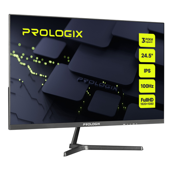 Монитор Prologix 24.5" P2525HF IPS Black 100Hz; 1920х1080, 5 мс, 240 кд/м2, D-Sub, HDMI