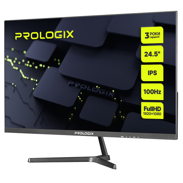 Монитор Prologix 24.5" P2525HF IPS Black 100Hz; 1920х1080, 5 мс, 240 кд/м2, D-Sub, HDMI