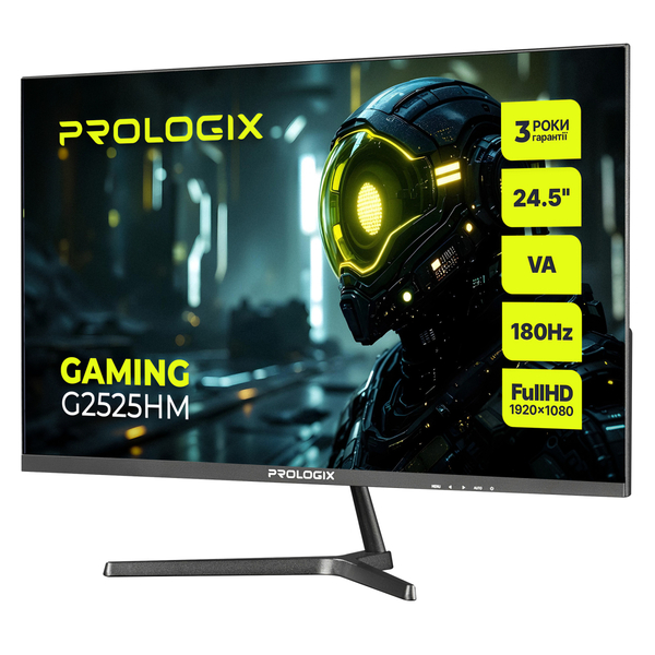 Монитор Prologix Gaming 24.5 G2525HM VA Black 180Hz; 1920х1080, 1 мс, 240 кд/м2, DisplayPort, HDMI