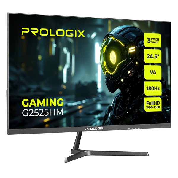 Монитор Prologix Gaming 24.5 G2525HM VA Black 180Hz; 1920х1080, 1 мс, 240 кд/м2, DisplayPort, HDMI