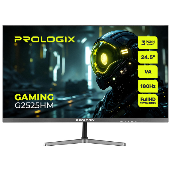 Монитор Prologix Gaming 24.5 G2525HM VA Black 180Hz; 1920х1080, 1 мс, 240 кд/м2, DisplayPort, HDMI