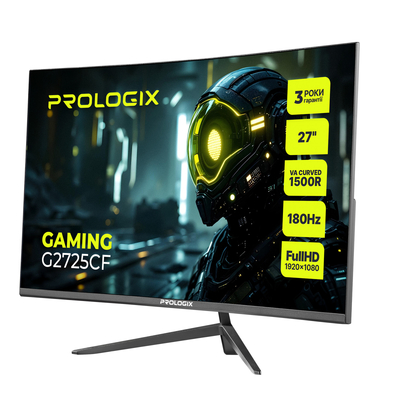 Монитор Prologix Gaming 27" G2725CF VA Black Curved 180Hz; 1920х1080, 1 мс, 250 кд/м2, DisplayPort, HDMI Монитор Prologix Gaming 27" G2725CF VA Black Curved 180Hz; 1920х1080, 1 мс, 250 кд/м2, DisplayPort, HDMI