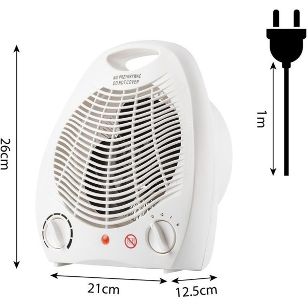 Тепловентилятор Neo Tools, 25м2, 2000Вт, мех. упр-ние, спиральный нагрев. элемент, белый