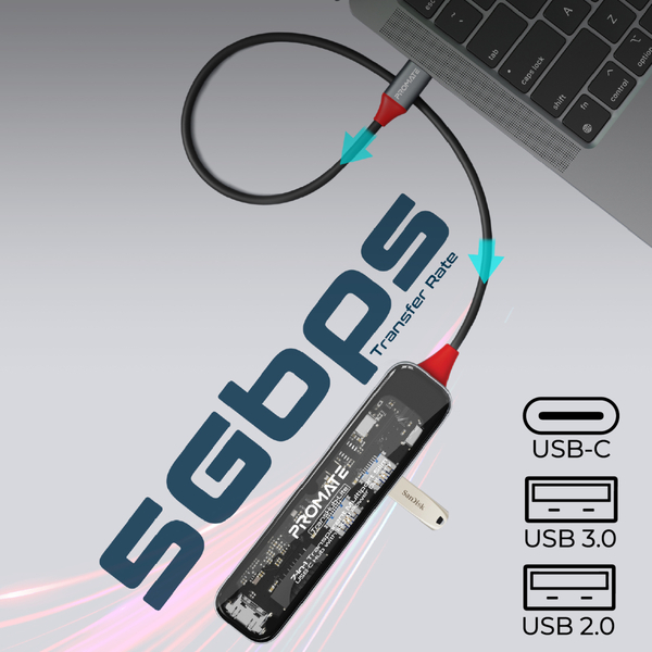 USB-хаб Promate TransHub-Lite.Grey