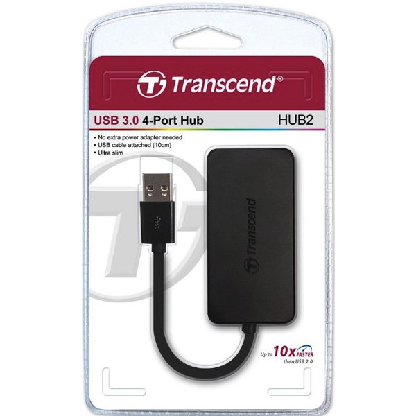 Концентратор USB3.0 Transcend HUB2 (TS-HUB2K) Black 4хUSB3.0