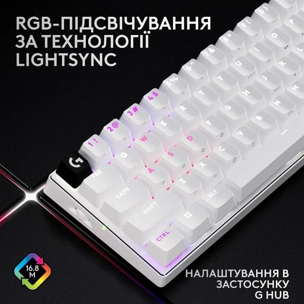 Клавиатура беспроводная Logitech G PRO X 60 TKL GX Optical Tactile White (920-011930)