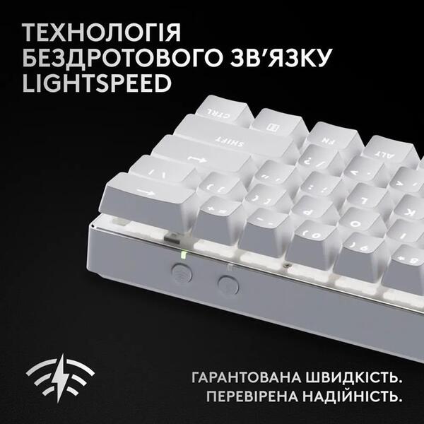Клавиатура беспроводная Logitech G PRO X 60 TKL GX Optical Tactile White (920-011930)