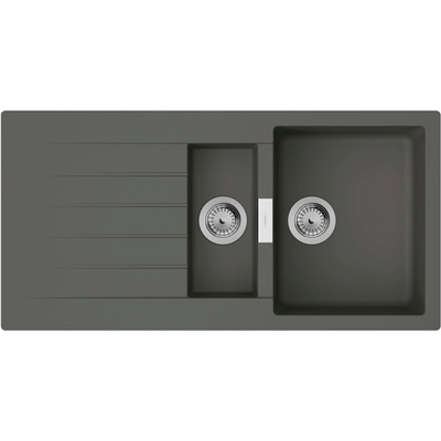 Hansgrohe Мойка кухонная S52, гранит, прямоуг., с крылом, 980х480х190мм, чаша - 1.5, врезная, серый камень