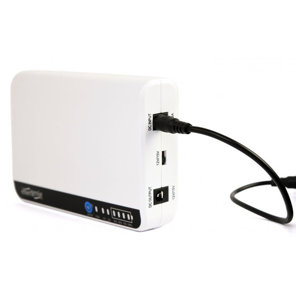 ДБЖ для роутера EnerGenie EG-UPS-DC18, 15W, Output: DC12V, POE-12/15V, 1/1,5A, Li-ion 6600mAh, 160х105х32мм, 270 грам, White, BOX